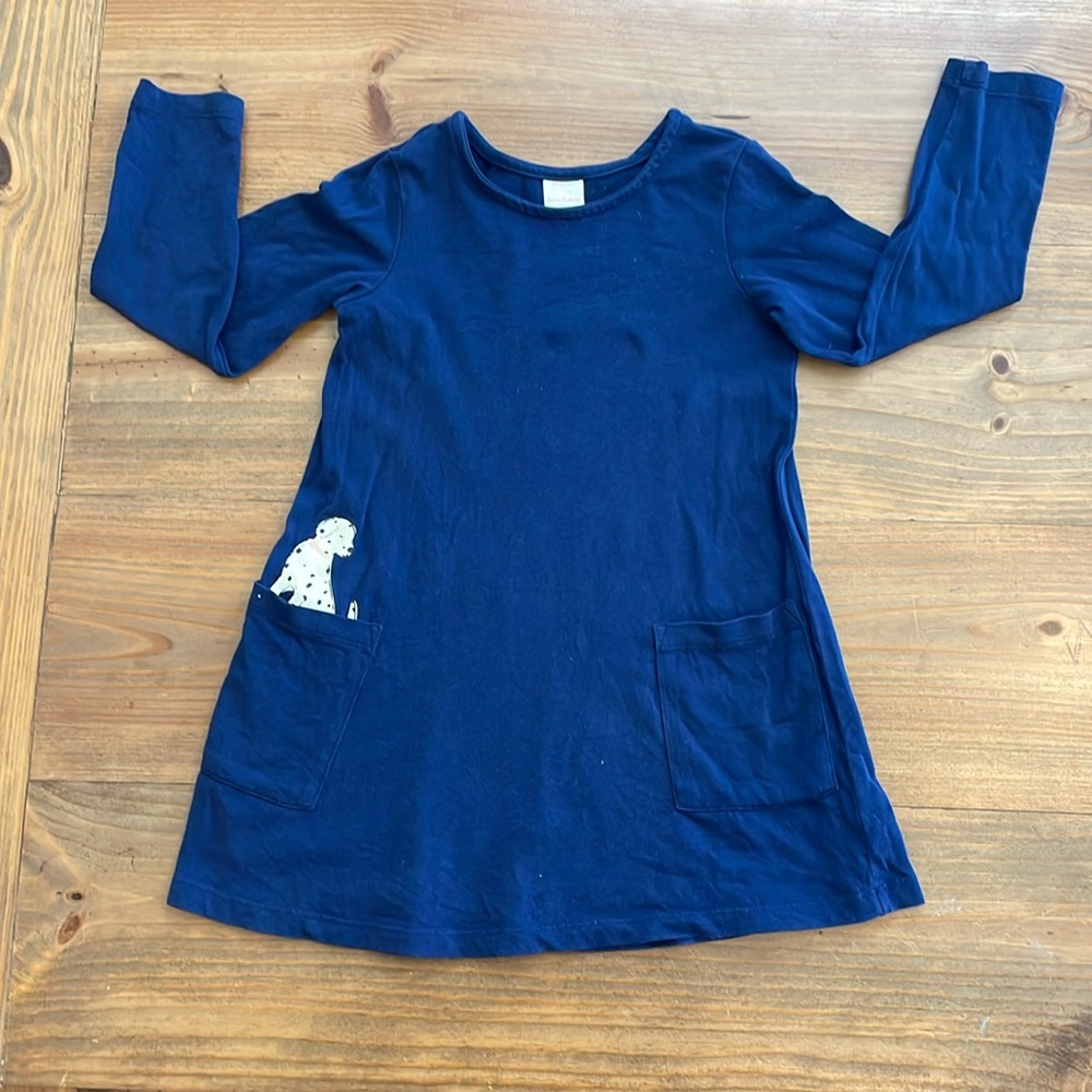 Hanna Andersson Puppy Dog Dress 5t EUC Navy Blue